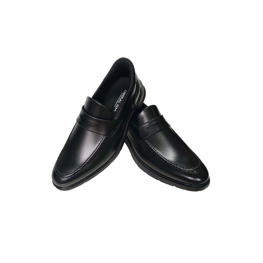 LB1504-BLK ビジネススニーカー 本革 幅広4E ローファー ブラック ビジネスシューズ