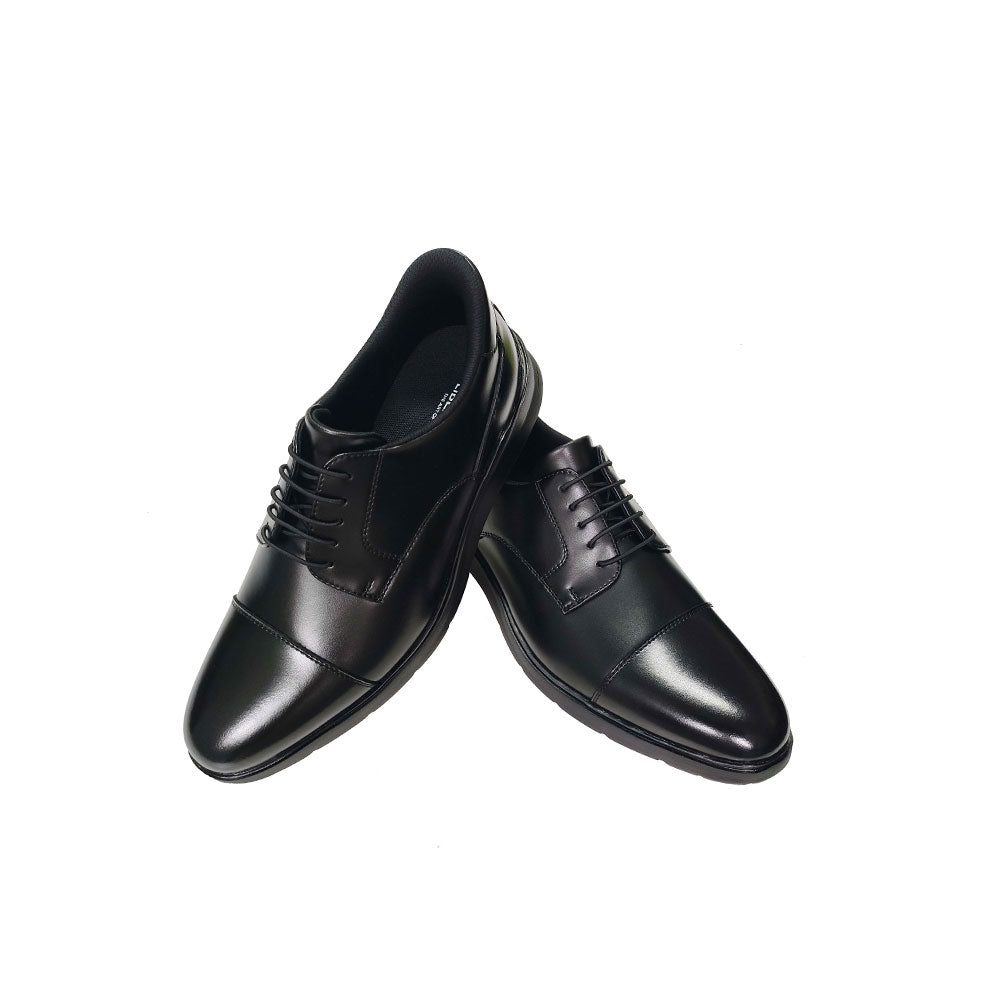 LB1505-BLK ビジネススニーカー 本革 幅広4E ストレート ブラック ビジネスシューズ
