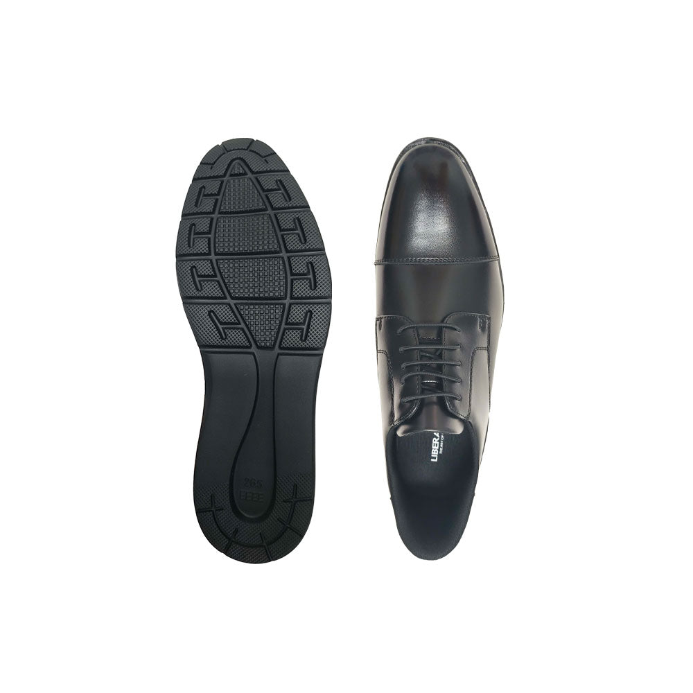 LB1505-BLK ビジネススニーカー 本革 幅広4E ストレート ブラック ビジネスシューズ